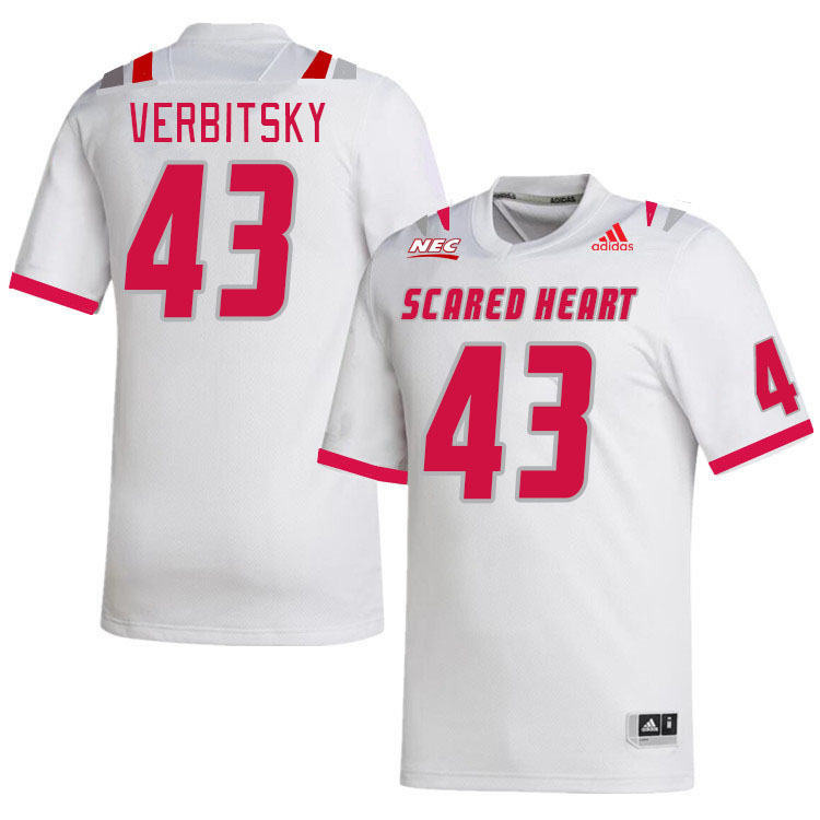 Men-Youth #43 Nick Verbitsky Scared Heart Pioneers 2023 College Football Jerseys Stitched-White